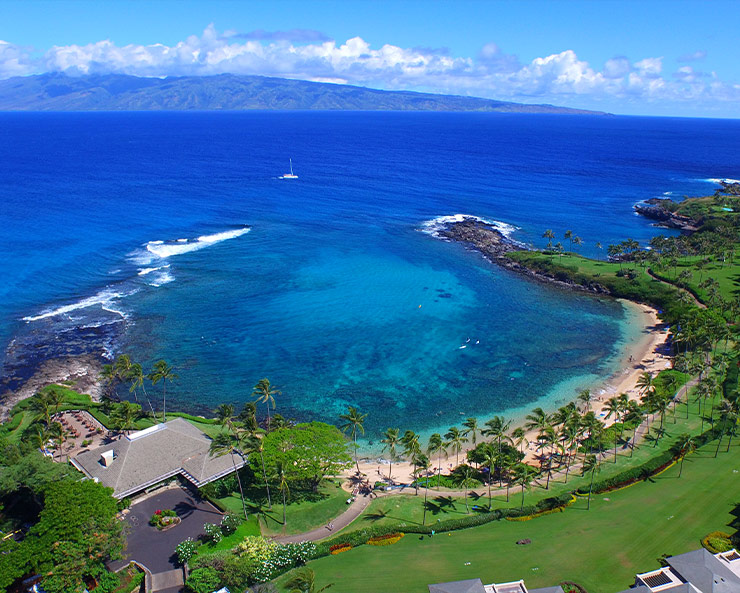 Aerial view of best snorkeling in Kapalua